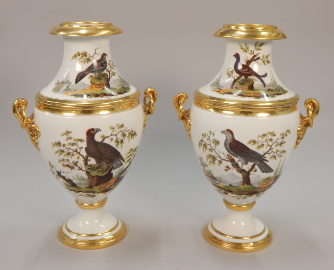 Appraisal: A pair of thC Darte Paris porcelain bulb vases each