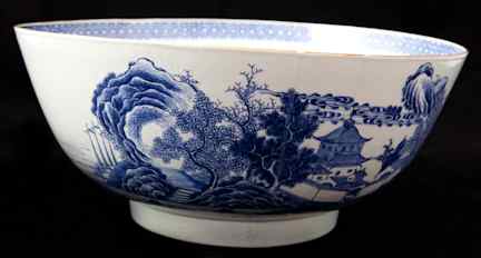 Appraisal: LARGE CHINESE EXPORT BLUE AND WHITE PUNCH BOWL th century