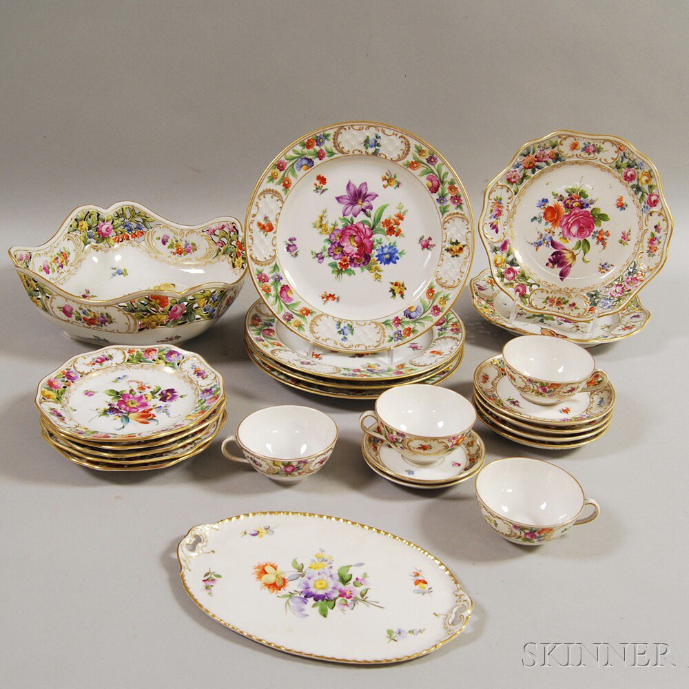 Appraisal: Twenty-three German Floral-decorated Ceramic Tableware Items th century including a