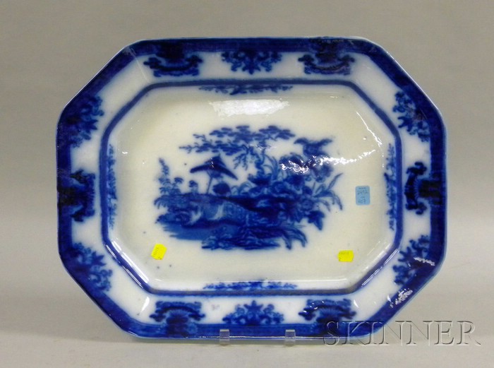 Appraisal: Large Davenport Flow Blue Amoy Pattern Ironstone Platter lg in