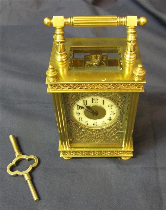 Appraisal: Early twentieth century brass and glass carriage clock dial with