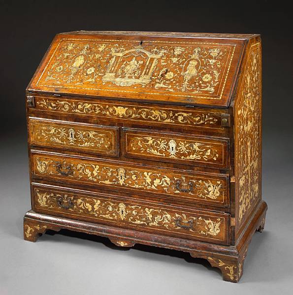 Appraisal: An Italian Baroque ivory inlaid walnut desk first quarter th