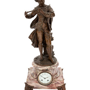 Appraisal: A Continental Bronze and Marble Figural Clock th Century Height