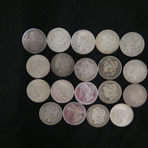 Appraisal: Morgan Peace Silver Dollars to good to extra fine