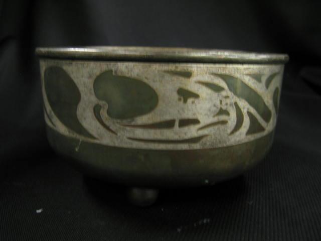 Appraisal: Benedict Bronze Viking Silver Footed Bowl Arts Crafts sailing ship