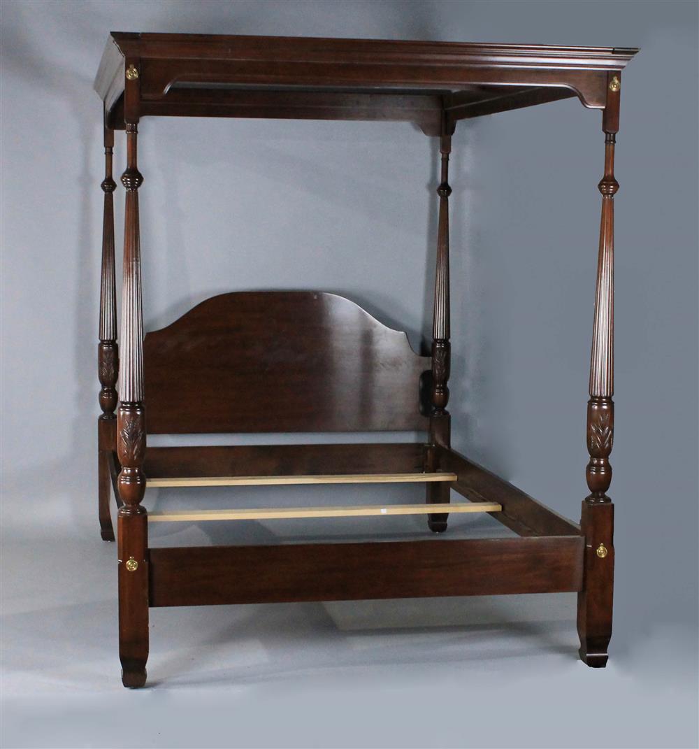 Appraisal: GEORGIAN STYLE CARVED MAHOGANY POSTER QUEEN SIZED TESTER BED having