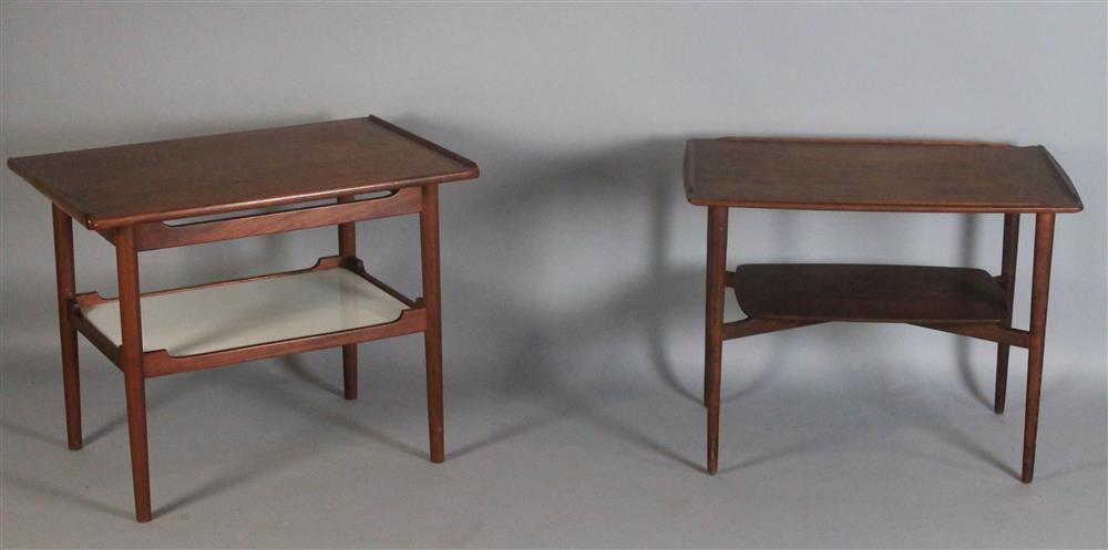 Appraisal: TWO TEAK END TABLES ONE MARKED MILLS DENMARK one with