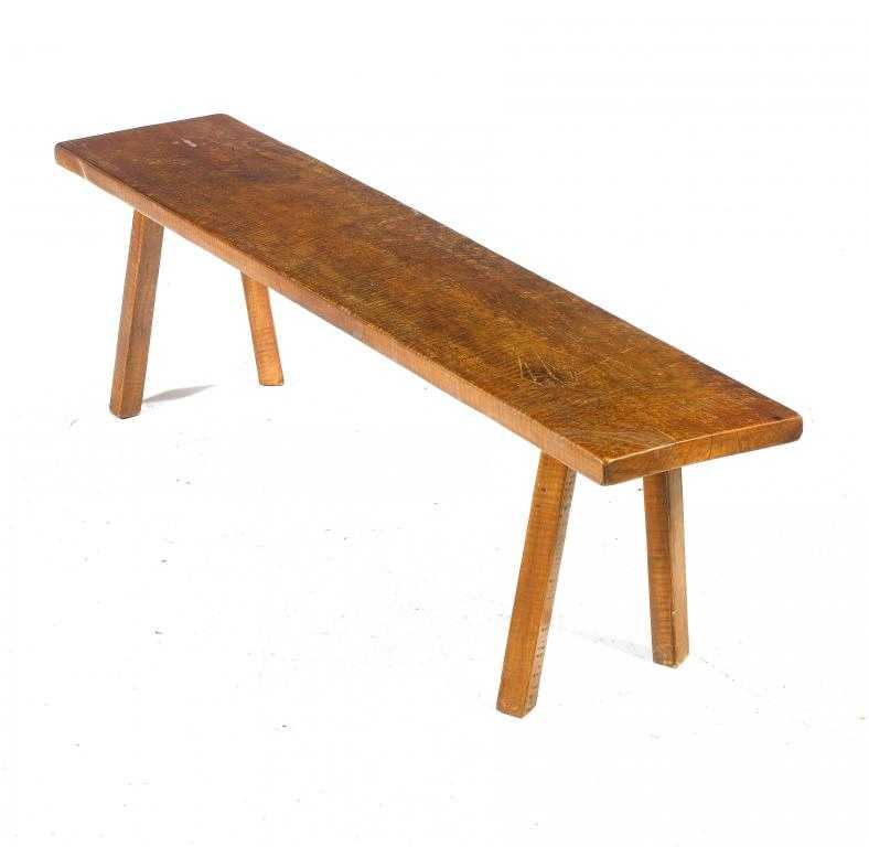 Appraisal: A NORTH AMERICAN TIGER MAPLE BENCH the single plank on