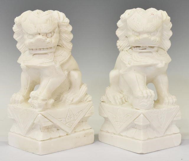 Appraisal: pair Chinese white marble bookends carved in the form of