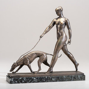 Appraisal: Raymond L Rivoire French - Diana as Huntress bronze marble