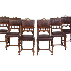 Appraisal: A Set of Six Spanish or Italian Baroque Style Dining