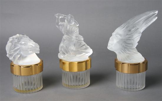 Appraisal: A Group of Three Lalique Perfume Bottles Height of tallest