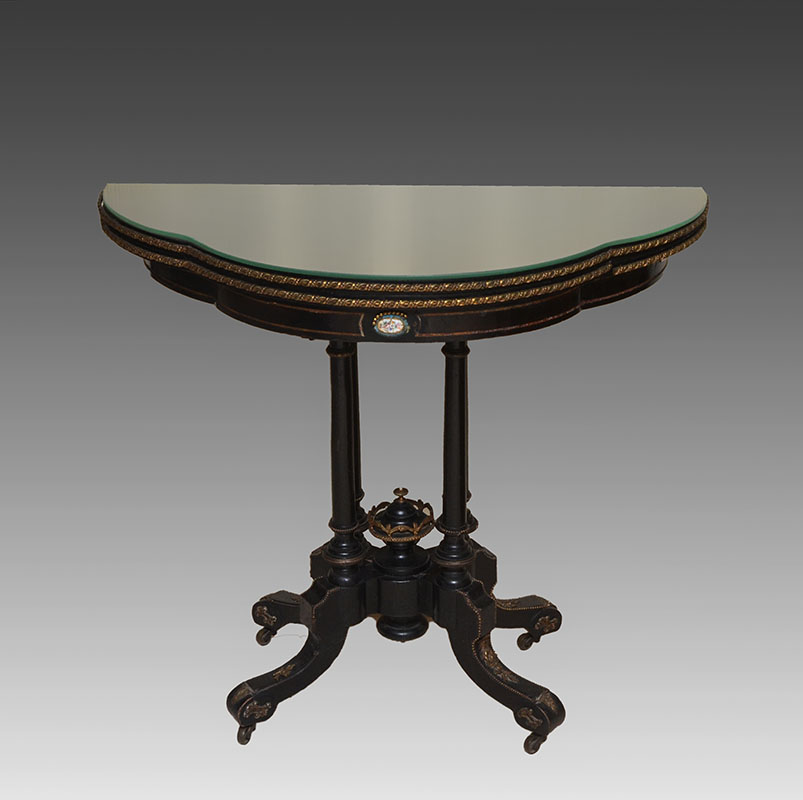 Appraisal: NAPOLEON III FRENCH EBONIZED INLAID GAME TABLE Ebonized game table