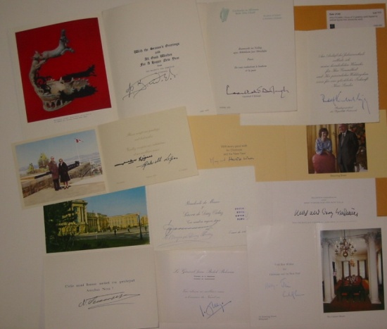 Appraisal: POLITICIANS Group of greeting cards Signed by political figures from