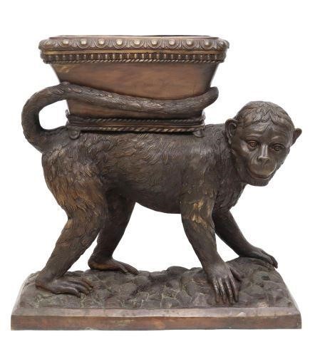 Appraisal: Patinated bronze monkey planter attributed to Maitland-Smith late th c