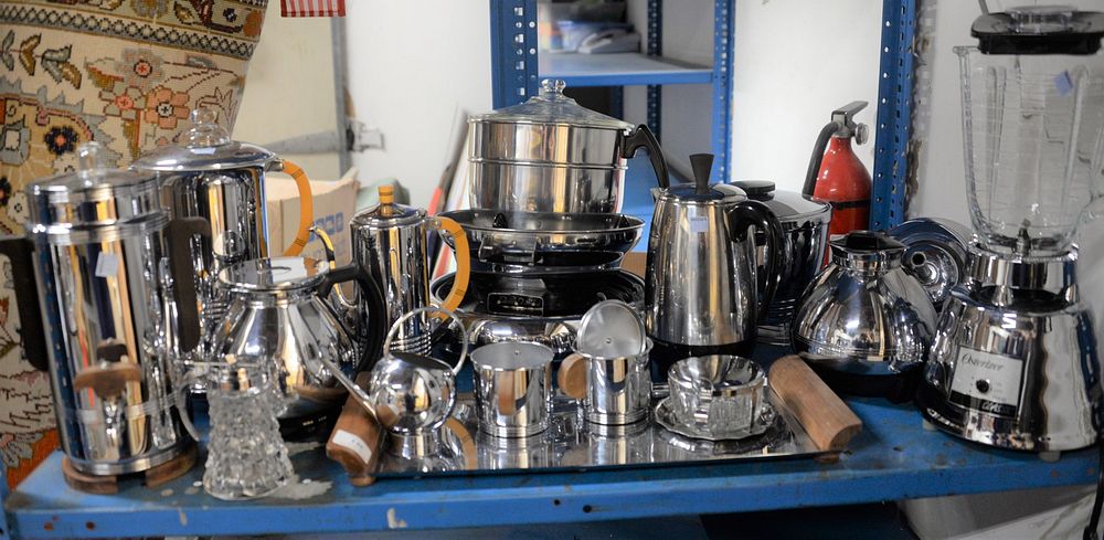 Appraisal: Large Group of Vintage Chrome Kitchenware to include an Osterizer