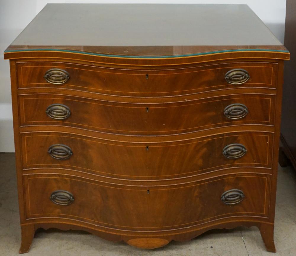 Appraisal: Biggs Satinwood Inlaid Mahogany Serpentine Front Chest of Drawers x