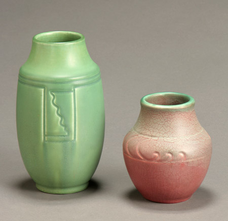 Appraisal: Two Rookwood Vases The first dated having a squat bulbous