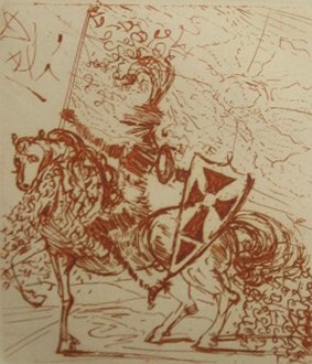 Appraisal: A Knight on Steed Etching on Paper Dali Salvadore x