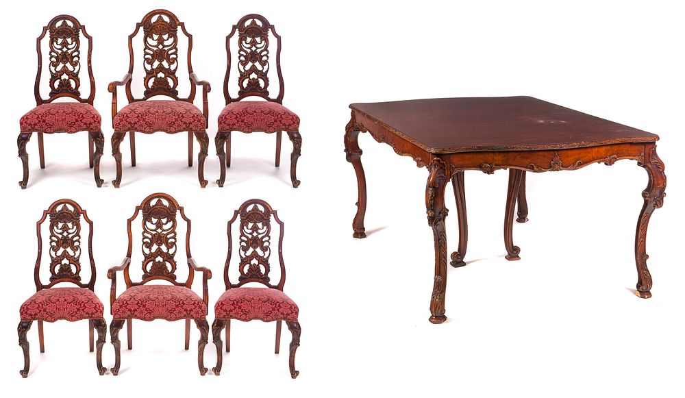 Appraisal: Rom Webber French Table Chairs Rom Webber French Table Chairs