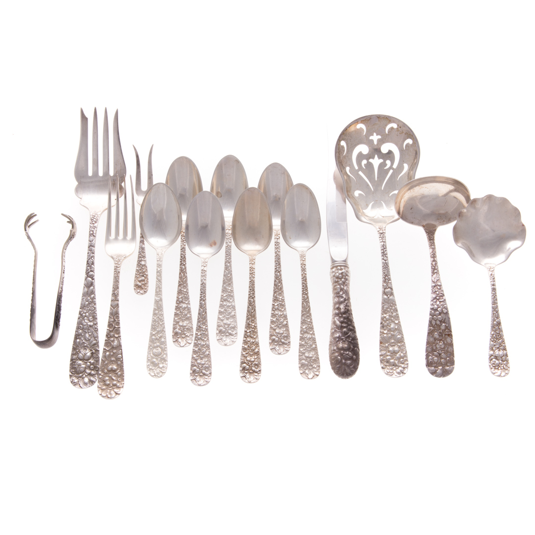 Appraisal: Stieff Rose sterling serving flatware pieces pcs comprising teaspoons slotted