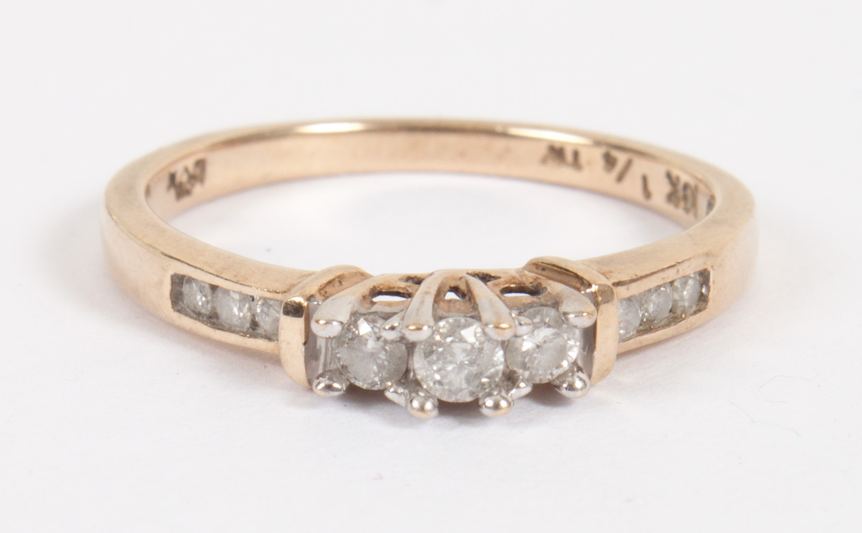 Appraisal: Lady's K gold diamond ring presenting several small stones about