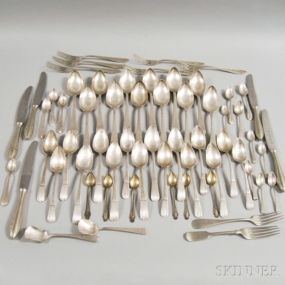 Appraisal: Group of Mostly Portuguese and Peruvian Silver and Silver-plated Flatware