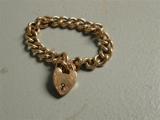 Appraisal: Gold curb link bracelet with padlock clasp ct