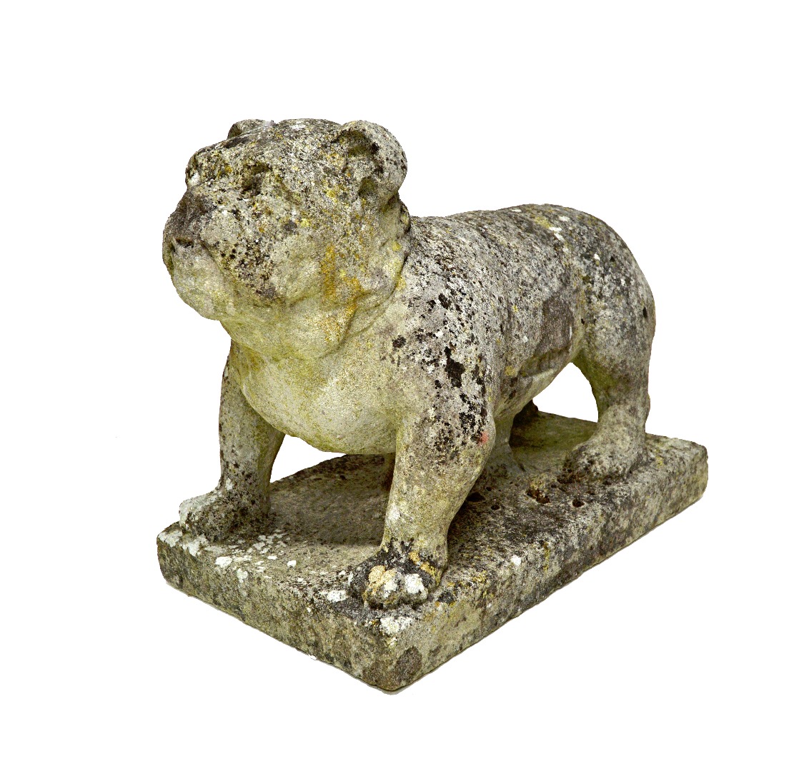 Appraisal: A th century carved stone figure of a standing bulldog