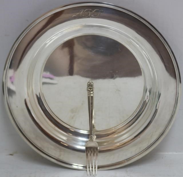 Appraisal: HEAVY S KIRK STERLING SILVER TRAY MONOGRAMED DIAMETER TOGETHER WITH