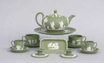 Appraisal: Wedgwood Green Jasperware Tea Service Lot includes a pair of