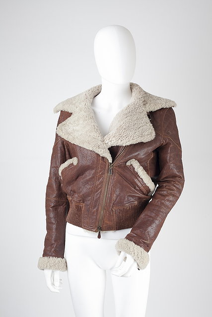 Appraisal: An Alexander McQueen brown leather shearling jacket with sheepskin collar