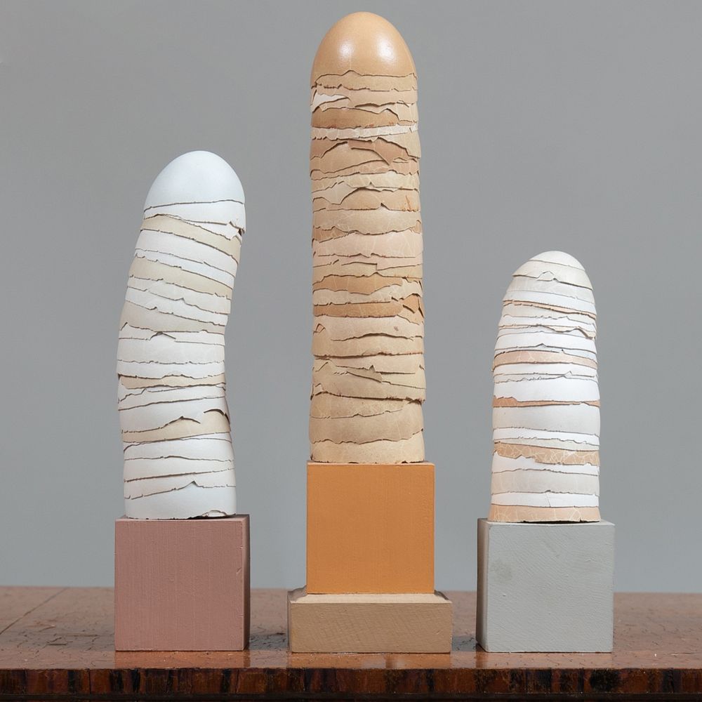 Appraisal: Monika Pizzichemi Untitled Three Works Three eggshell constructions all signed