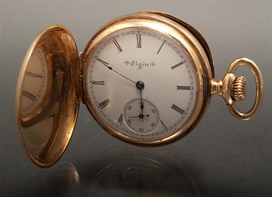 Appraisal: Elgin K yellow gold and diamond hunting case pocket watch