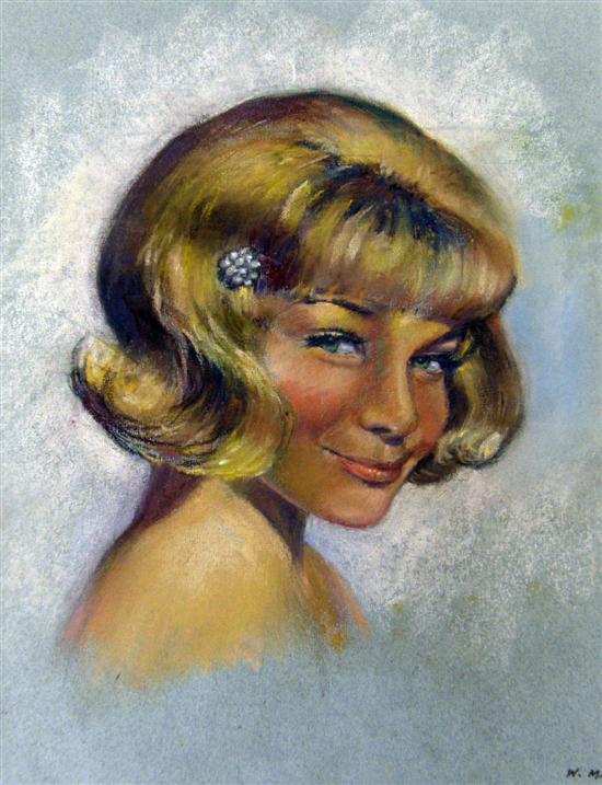 Appraisal: Wilfred G May pastel portrait of a young girl with