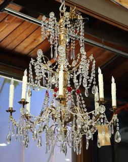 Appraisal: Italian Genoa gilt and crystal chandelier Italian Genoa gilt and