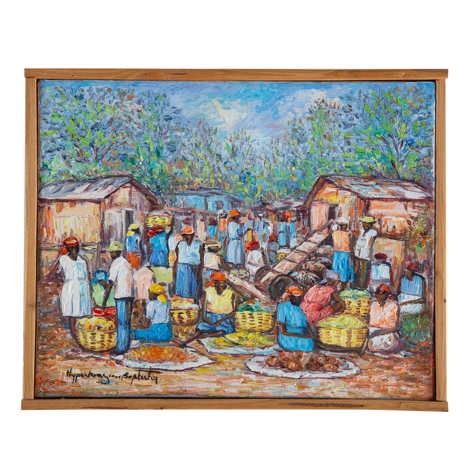 Appraisal: NYPERKING JEAN BAPTISTE VILLAGE OIL Haitian b Oil on canvas