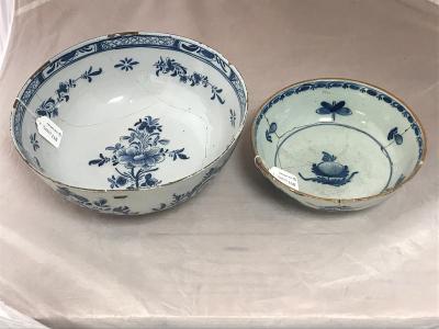 Appraisal: An English blue and white Delft bowl painted an arrangement