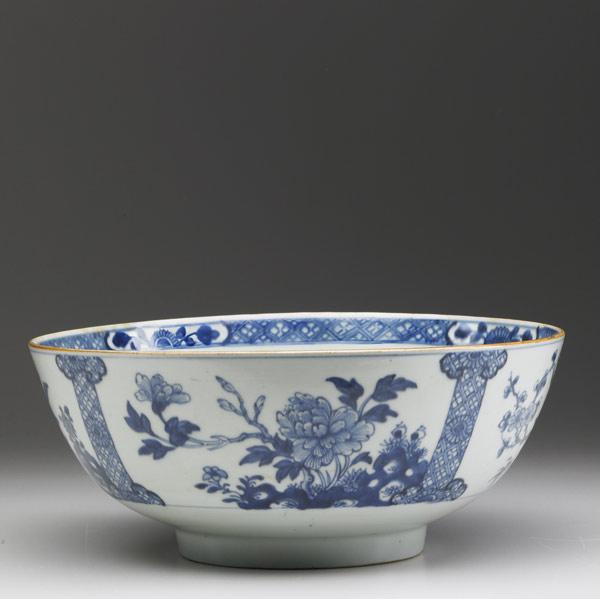 Appraisal: CHINESE EXPORT Blue and white deep bowl with floral decoration