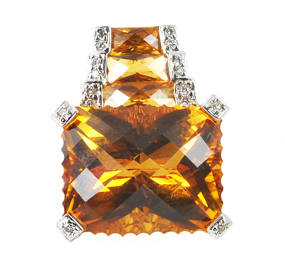 Appraisal: Kt Gold Madeira Citrine Diamond Enhancer kt yellow gold signed