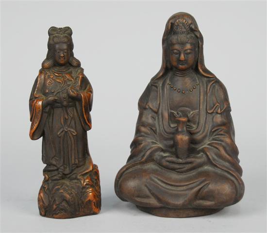 Appraisal: CHINESE POTTERY FIGURE OF A SEATED GUANYIN height inchestogether withA