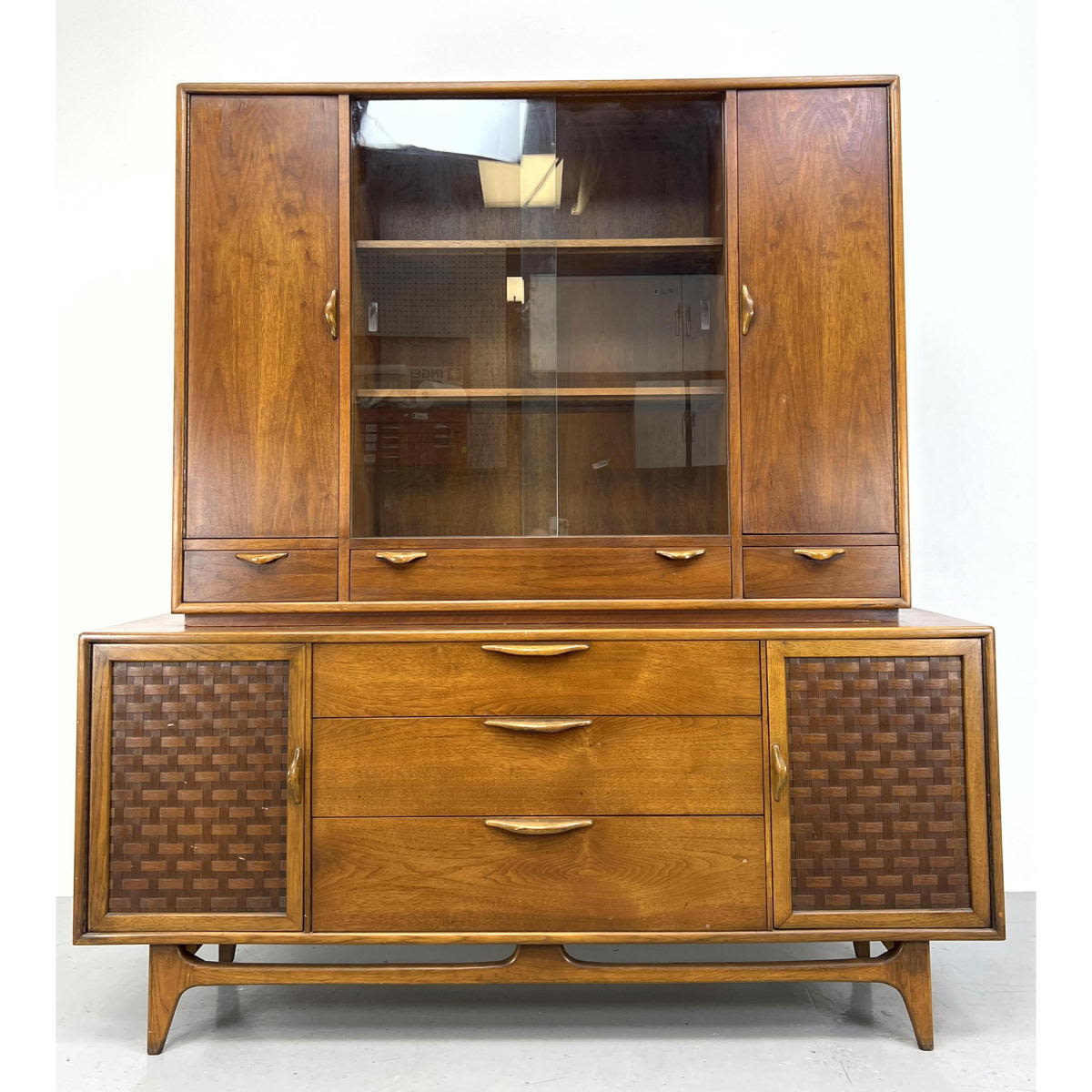 Appraisal: LANE Two Part Credenza with China Cabinet Top Credenza Cabinet