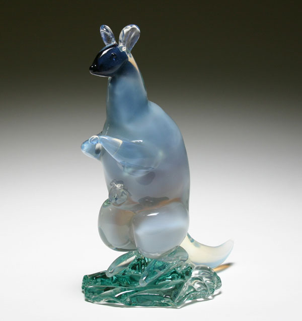 Appraisal: Archimede Seguso Murano art glass sculpture of a kangaroo Opaline