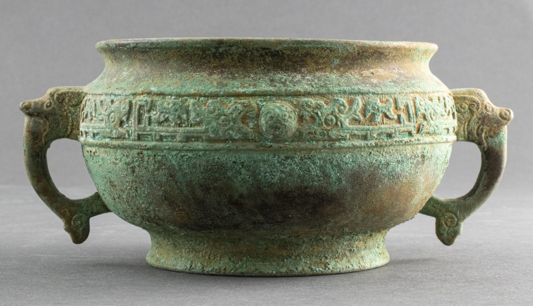 Appraisal: CHINESE ARCHAISTIC BRONZE VESSEL LIKELY MING Small Chinese Archaistic Bronze