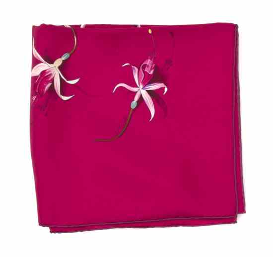 Appraisal: An Hermes Silk Scarf in a 'Fleurs de Fuchsia' motif