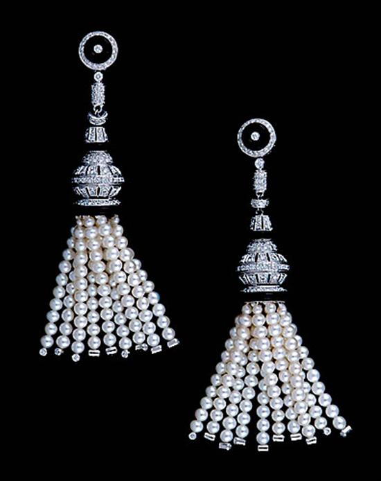 Appraisal: Pearl diamond and onyx earrings round diamonds ctw color F-G