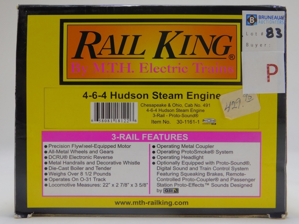 Appraisal: RAIL KING CHESAPEAKE OHIO HUDSON STEAM ENGINE Item no -