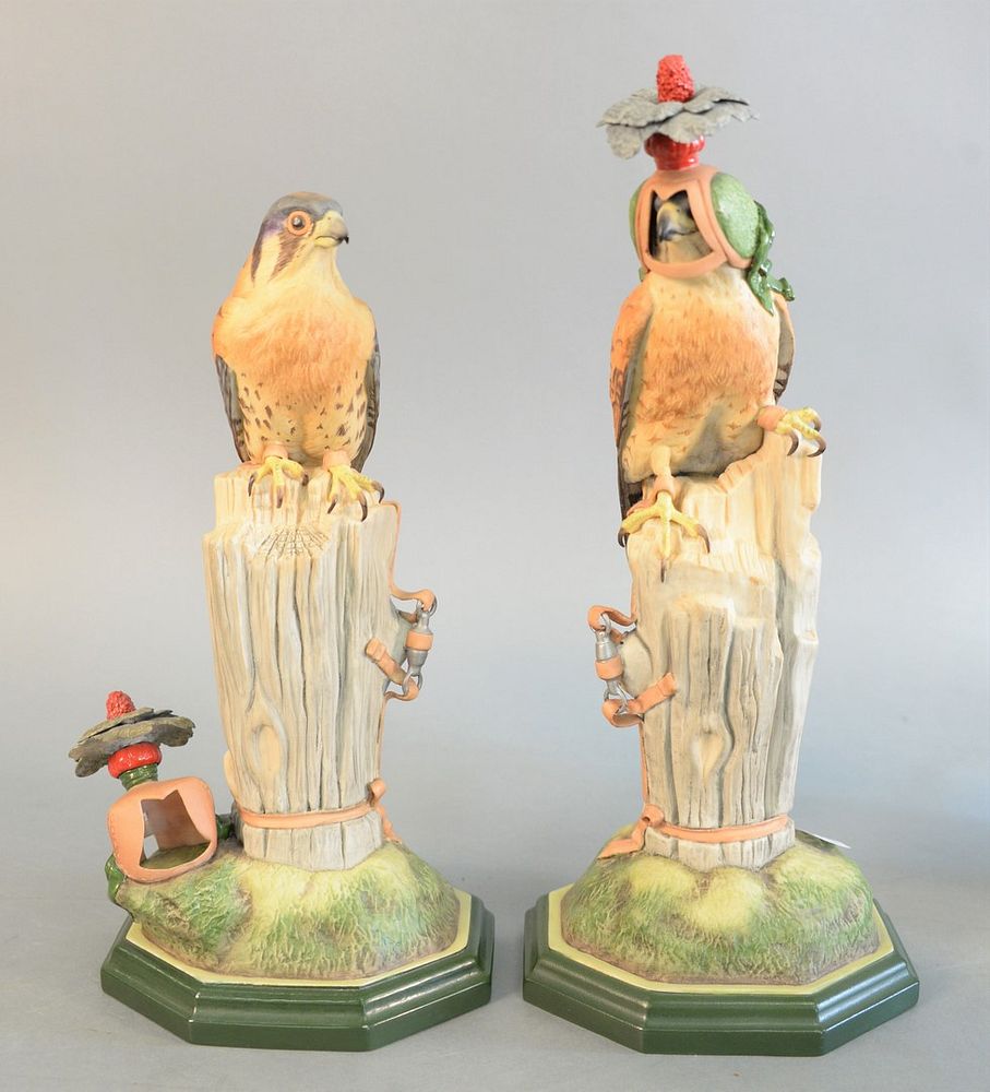 Appraisal: Pair of Boehm porcelain figures titled Kestrel both stamped to