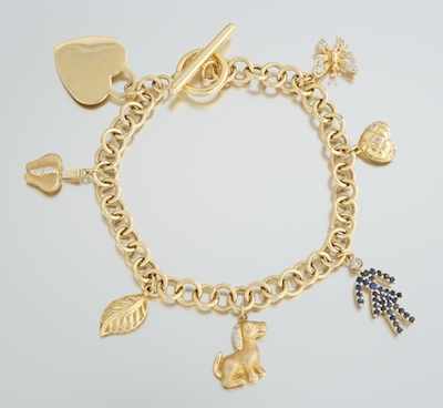 Appraisal: A Yellow Gold Charm Bracelet k yellow gold round link