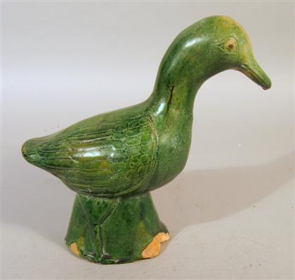 Appraisal: Large Chinese green glazed pottery mandarin duck model tang dynasty